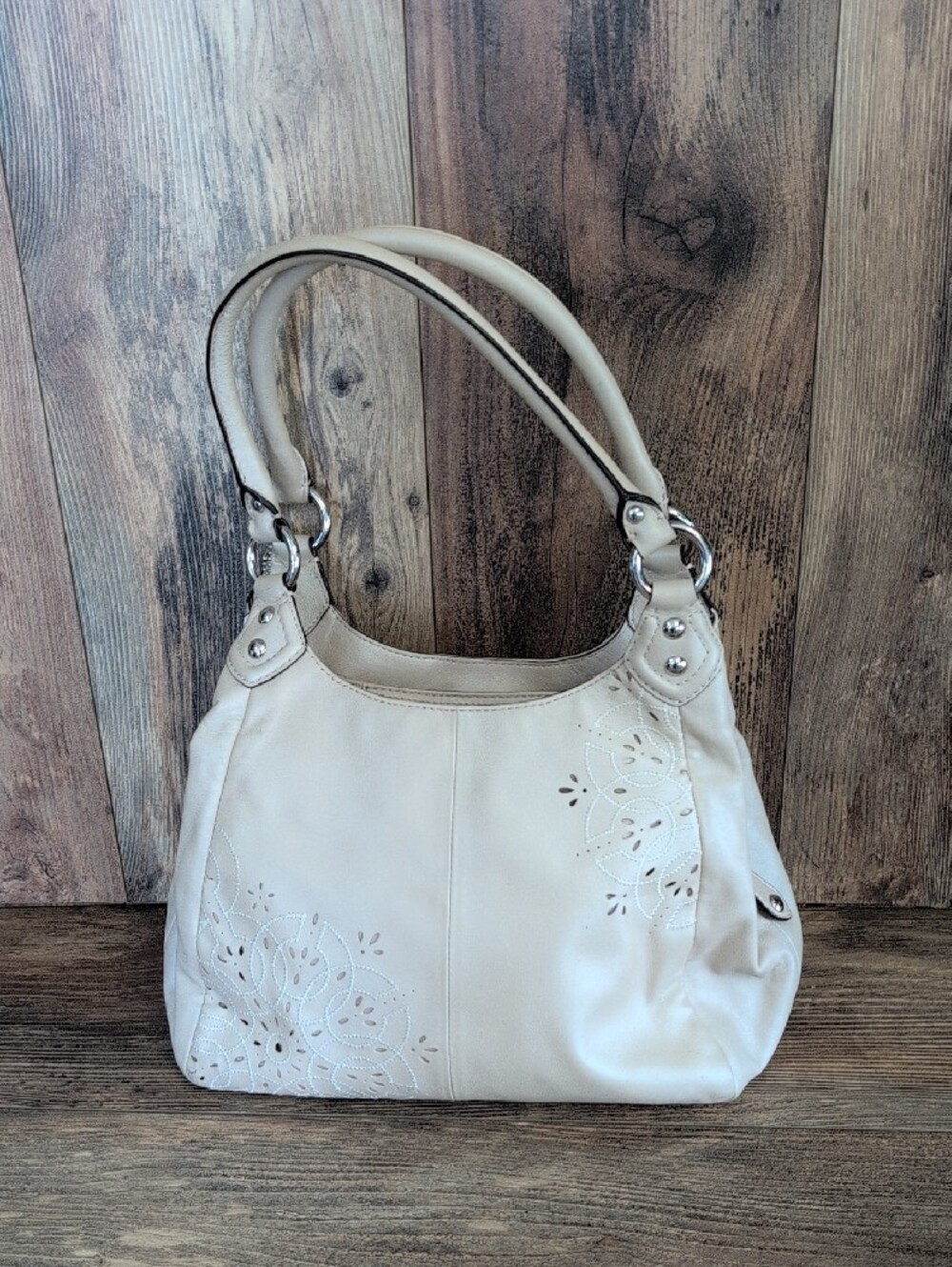 Coach Ashley Tossed Laser-Cut Leather Eyelet F22485 Shoulder Bag Handbag   M414 - Picture 3 of 12